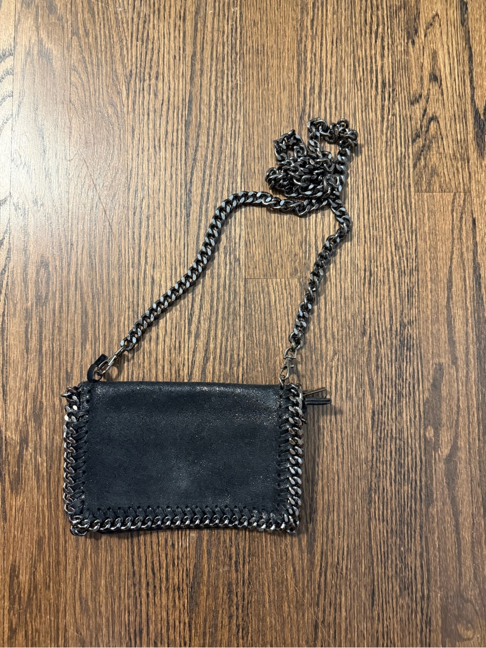 Black Chain-Trim Crossbody Bag
